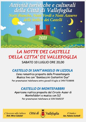 LA NOTTE DEI CASTELLI DELLA CITTA  DI VALLEFOGLIA 2021