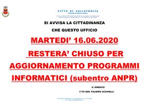 CHIUSURA UFFICIO 16 06 2020