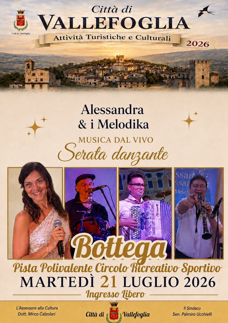 LOCANDINA SERATA DANZANTE CIRCOLO BOTTEGA 21 LUGLIOM 2026