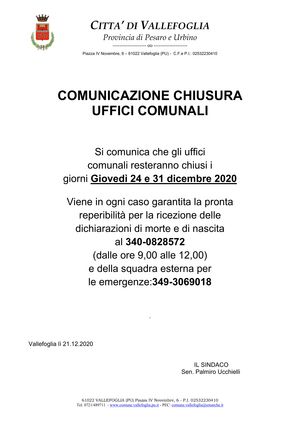 Chiusura Uffici Comunali 01