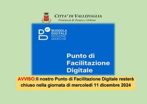 Chiusura Punto Facilitazione Digitale 11 dicembre 2024